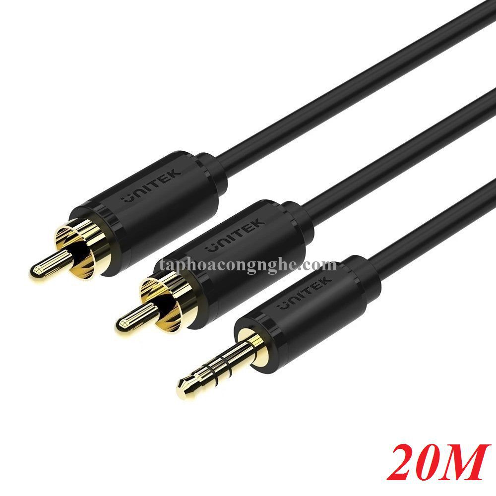 Unitek 26533 Y-C9026BK 20M Màu Đen Cáp Loa 1 Jack 3.5Mm Ra 2 Đầu Hoa Sen 30026533